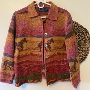 Jane Ashley Woven Western Mustangs Tapestry Coat